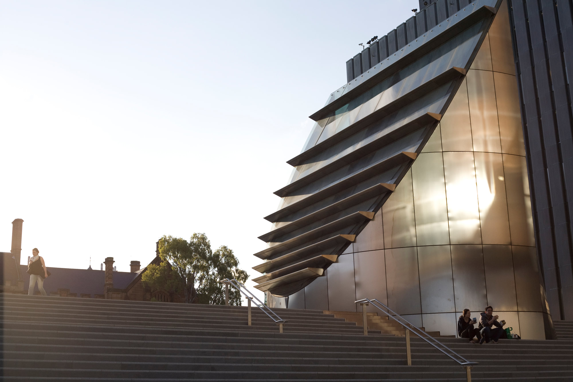 Students gathered on the campus steps